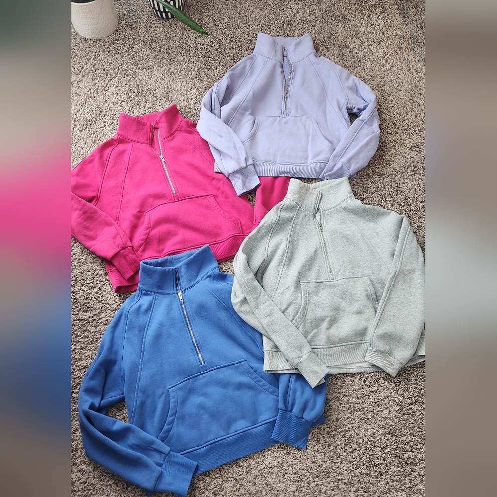 Purple, Pink, Blue, Gray Quarter-Zip Sweatshirts Medium